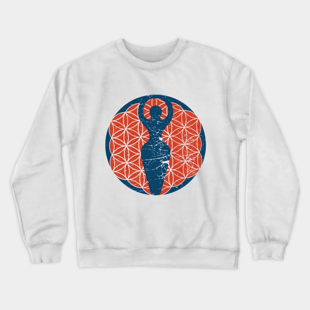 Moon Goddess Flower of Life Sacred Geometry Crewneck Sweatshirt by tatadonets